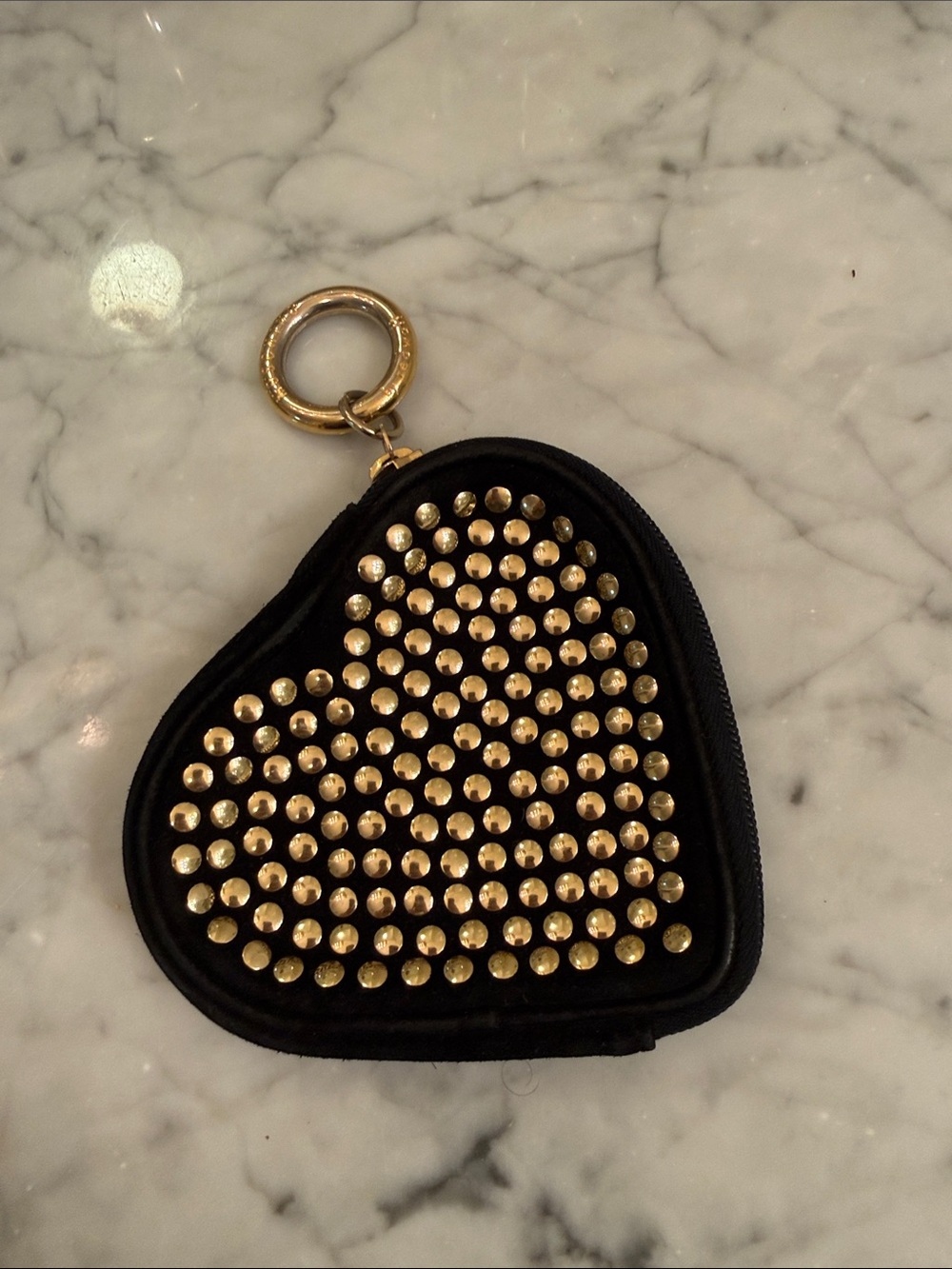 Moschino Black Heart Key & Card Holder with Gold Studs Wallet